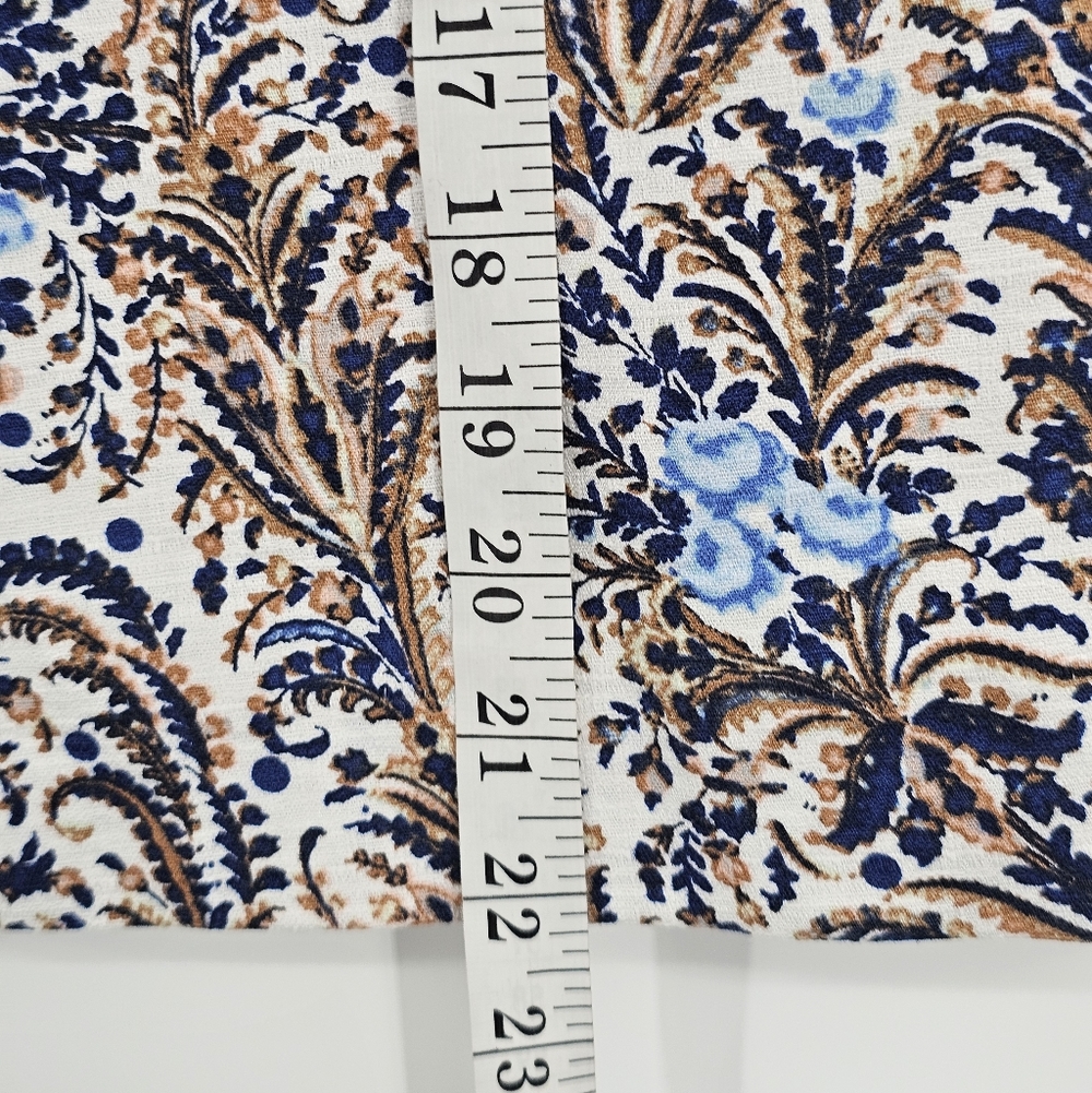 Ann Taylor Pencil Skirt with Blue & Brown Floral Print Machine Washable 0 - Picture 3 of 12